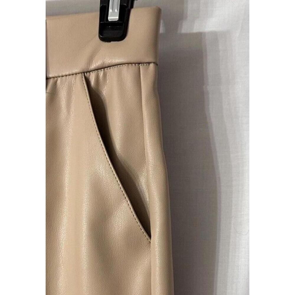 NWT Line and Dot Womens Vegan Faux Leather Beige Pants Slacks Trousers Size S - Picture 5 of 11